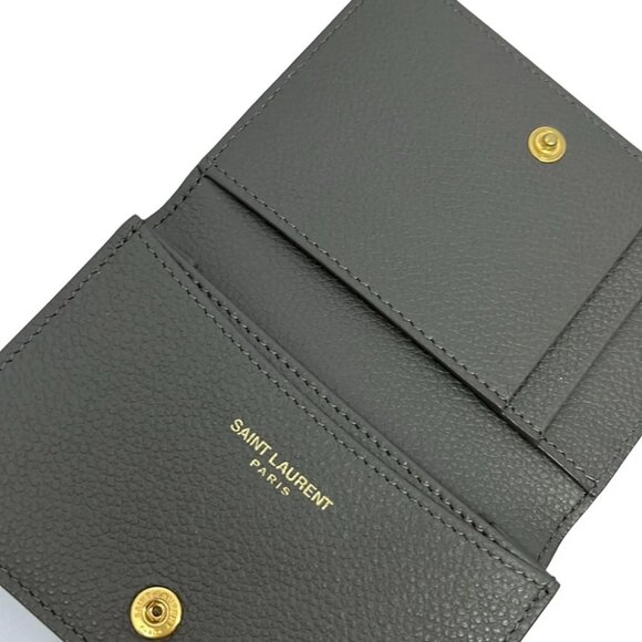 Auth SAINT LAURENT PARIS Cassandre 613536 Gray Leather - Business Card Holder - Picture 3 of 4